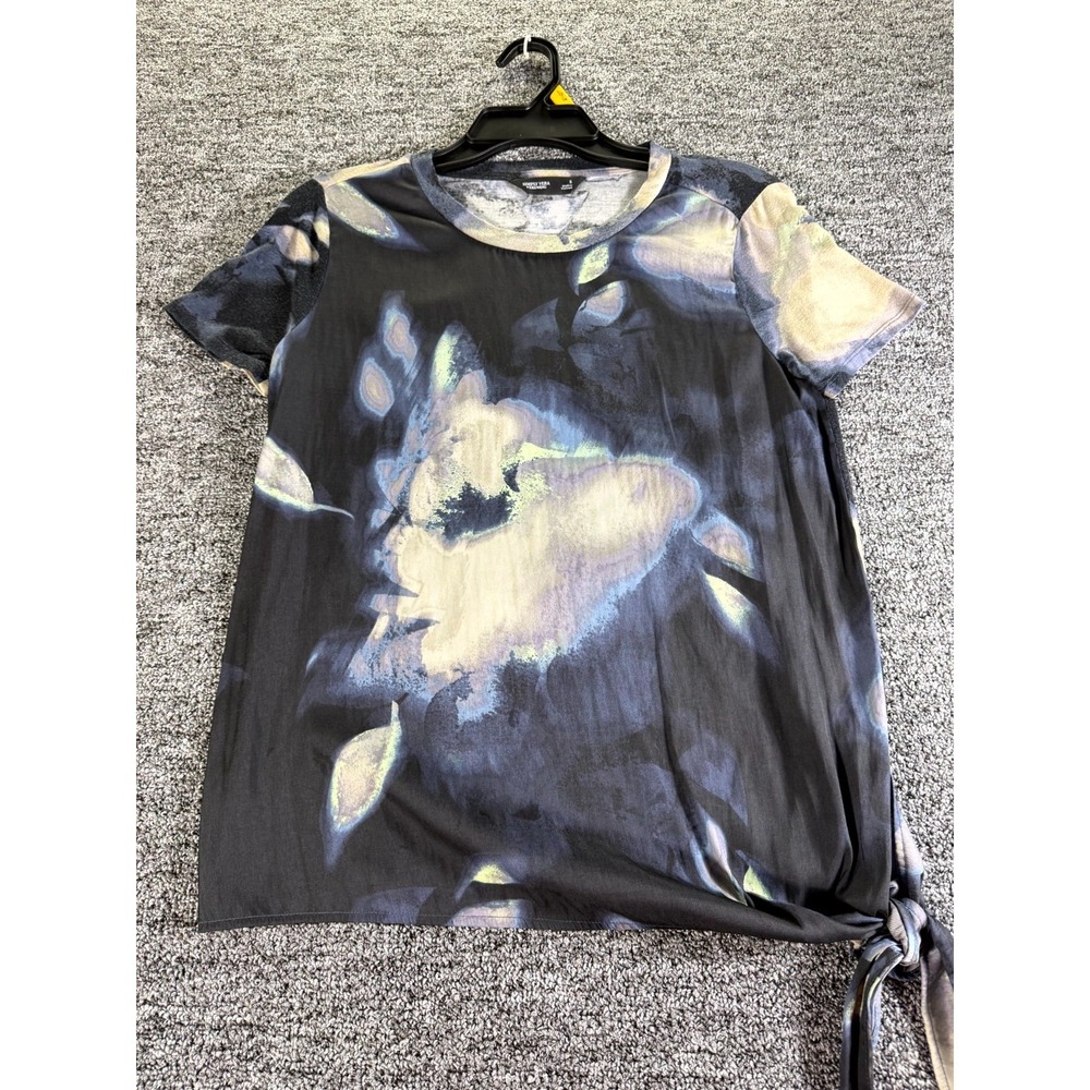 Simply Vera Vera Wang Blouse Top Womens Small Black Abstract Floral Knot Tie